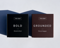 Bold & Grounded | Men's Soap Set | Vetiver, Patchouli, Cedarwood, Frankincense, Charcoal | Pine, Black Pepper, Lavender, Pumice, Raw Cocoa